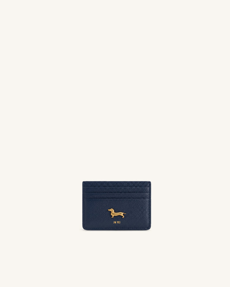 Maeve Dachshund Metal Emblem Card Holder - Dark Blue