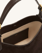 Velora Faux Suede Slouchy Shoulder Bag - Dark Brown