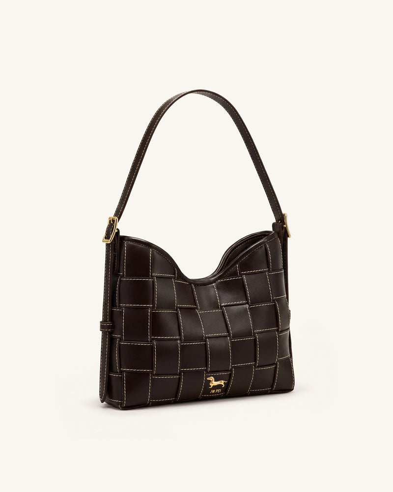 Nadine Dachshund Woven Hobo Bag - Dark Brown