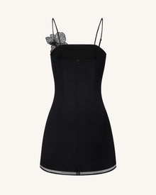 Orchid Appliqué Mini Dress - Black/Silver