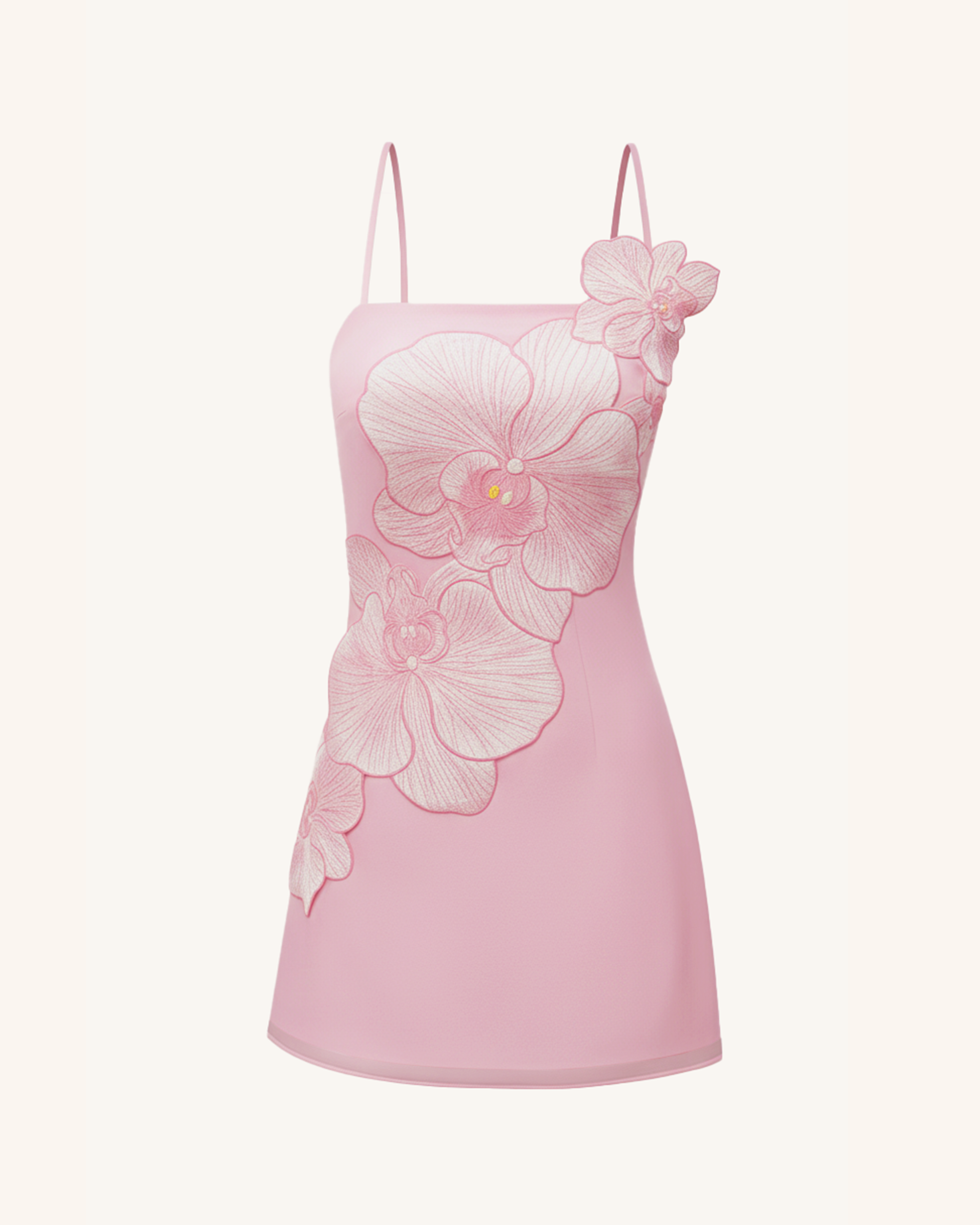 Orchid Appliqué Mini Dress - Pink