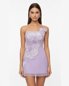Orchid Appliqué Mini Dress - Lavender