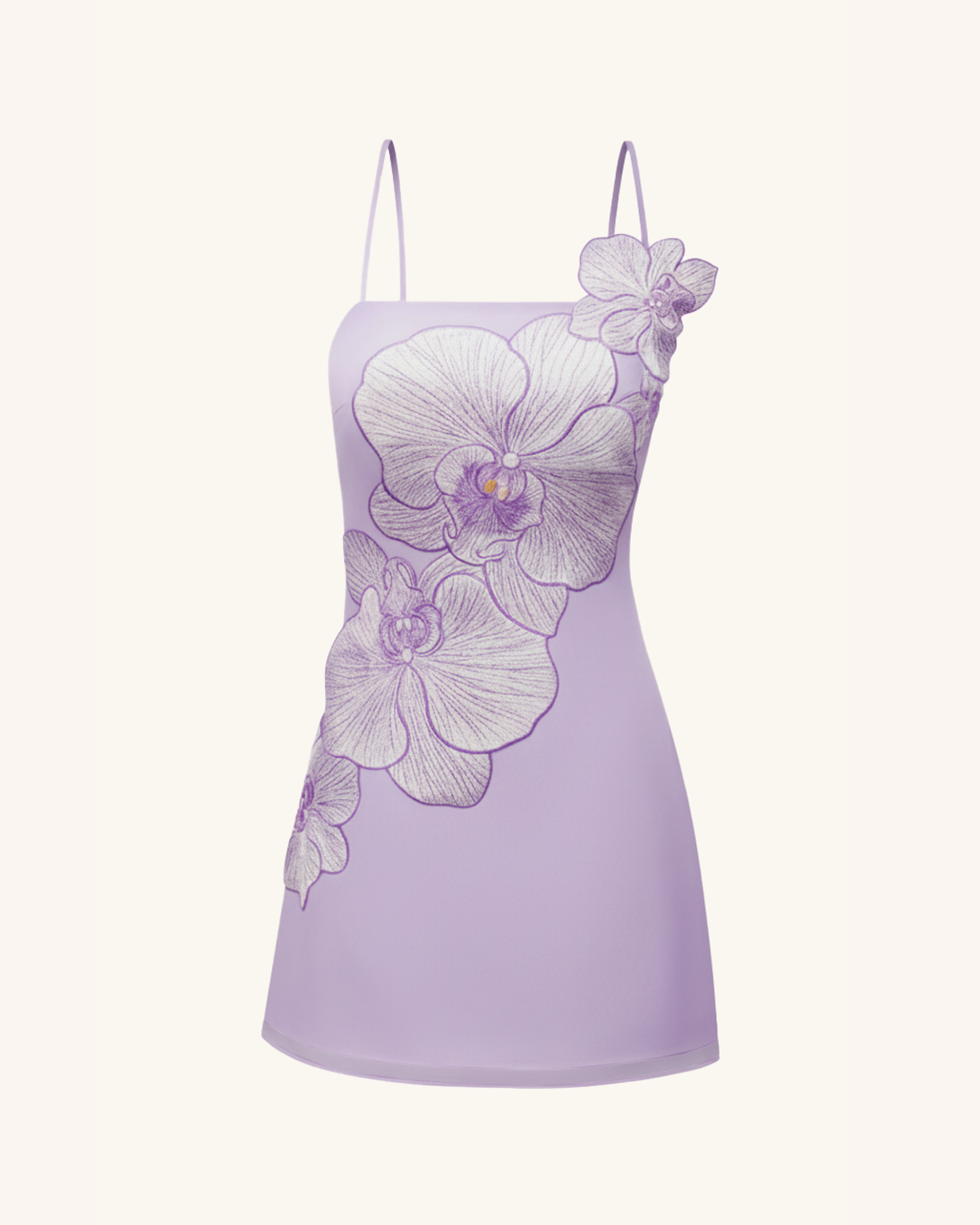 Orchid Appliqué Mini Dress - Lavender