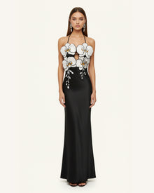 Orchid Embroidered Dress – Black/White