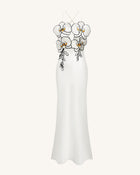 Orchid Embroidered Dress - White/Black