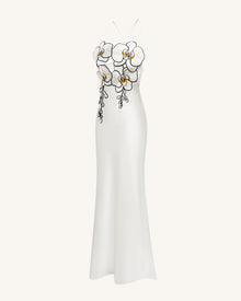 Orchid Embroidered Dress - White/Black