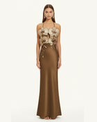 Orchid Embroidered Dress - Brown/Ivory