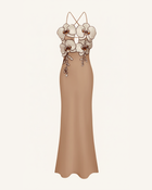 Orchid Embroidered Dress - Taupe/Ivory