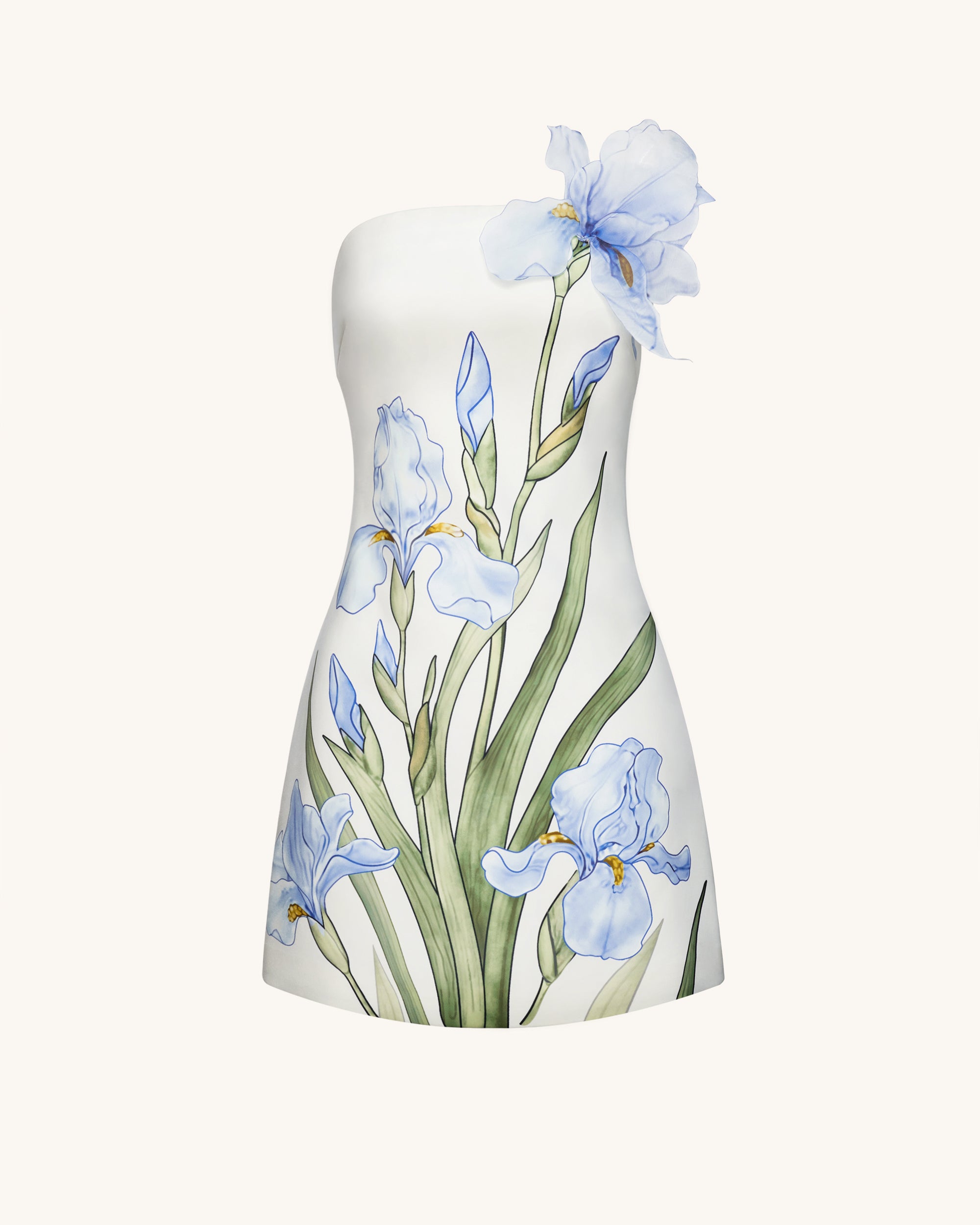 Floral Printed Mini Dress - White