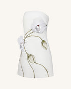 Orchid Appliqué Strapless Dress - White