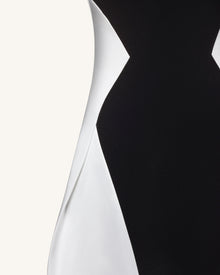Monochrome Paneled Maxi Dress – Black