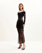 Emily Elegant Off-Shoulder Ruched Gown - Black