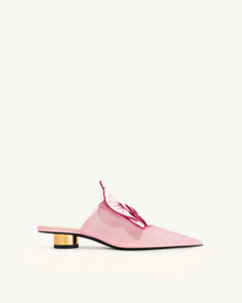 Helena Embroidery Decoration Pierced Mules - Pink