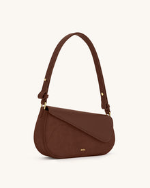 Addisyn Faux Suede Panel Shoulder Bag - Mocha Brown