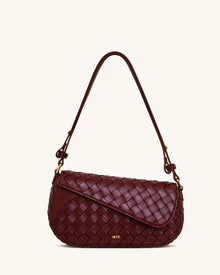 Addisyn Weave Texture Top Handle Bag - Burgundy
