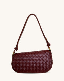 Addisyn Weave Texture Top Handle Bag - Burgundy