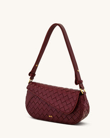Addisyn Weave Texture Top Handle Bag - Burgundy