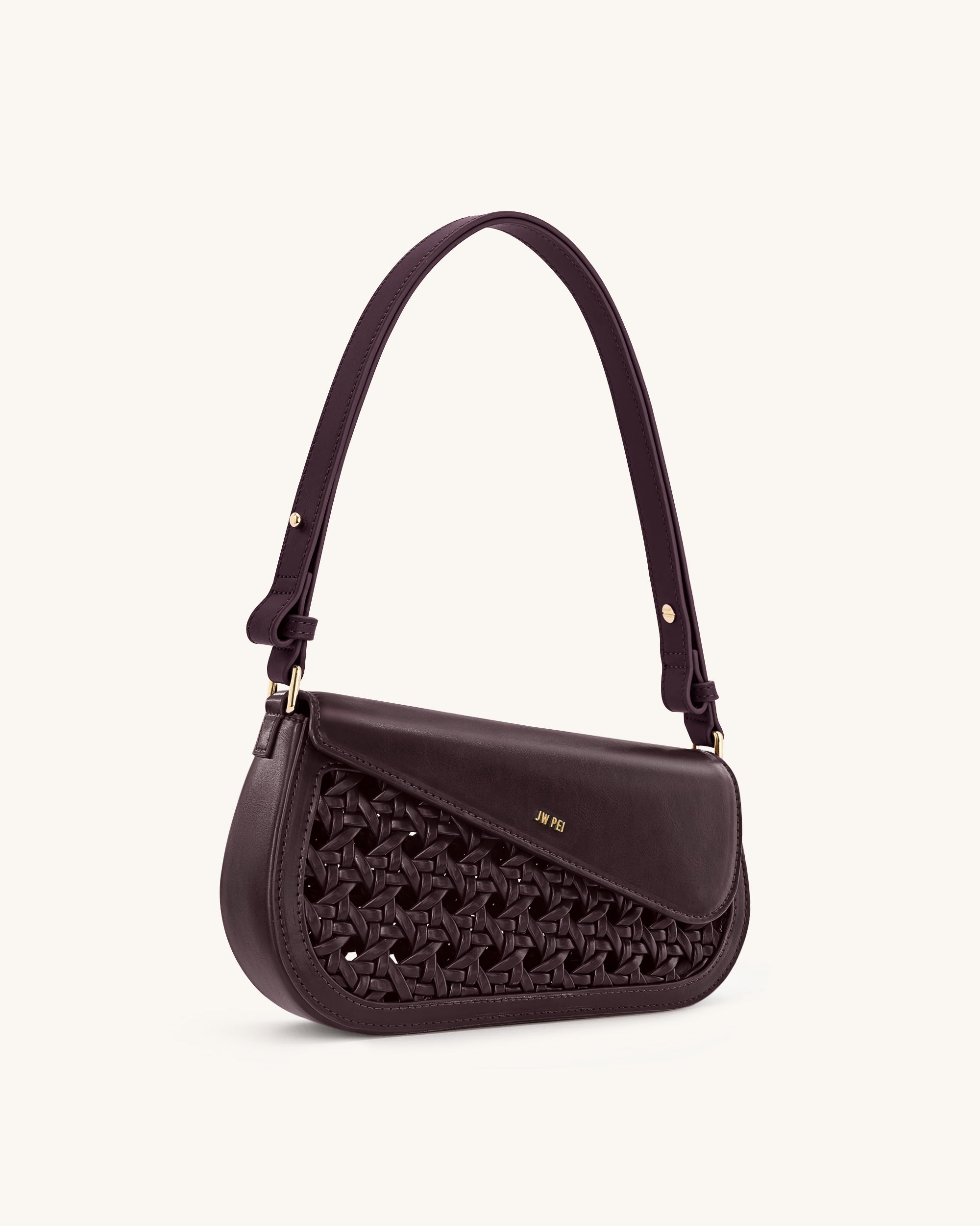 Addisyn Cutout Woven Shoulder Bag - Burgundy