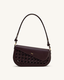 Addisyn Cutout Woven Shoulder Bag - Burgundy