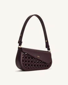Addisyn Cutout Woven Shoulder Bag - Burgundy