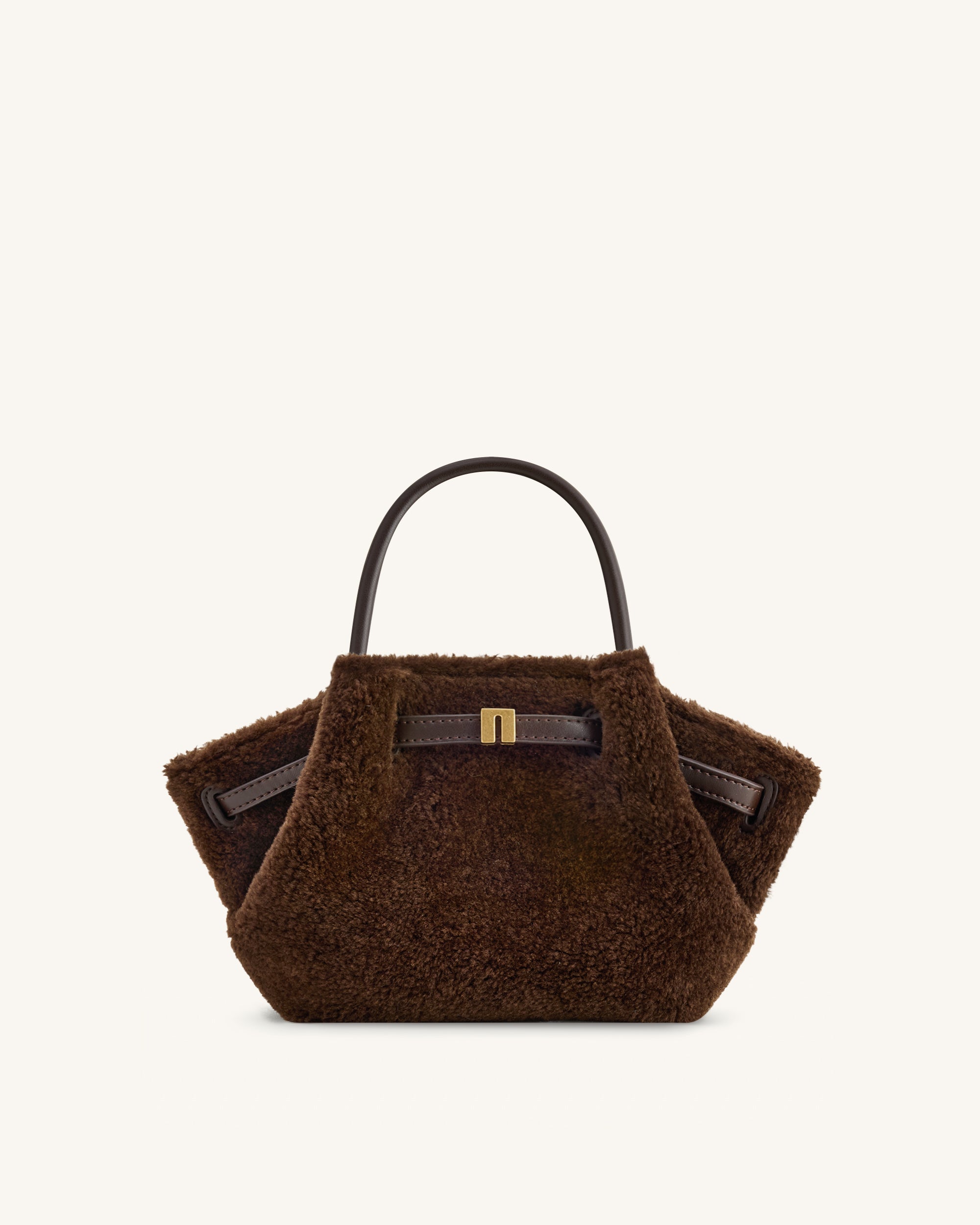 Hana Mini Faux Fur Tote Bag - Dark Brown