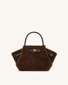 Hana Mini Faux Fur Tote Bag - Dark Brown