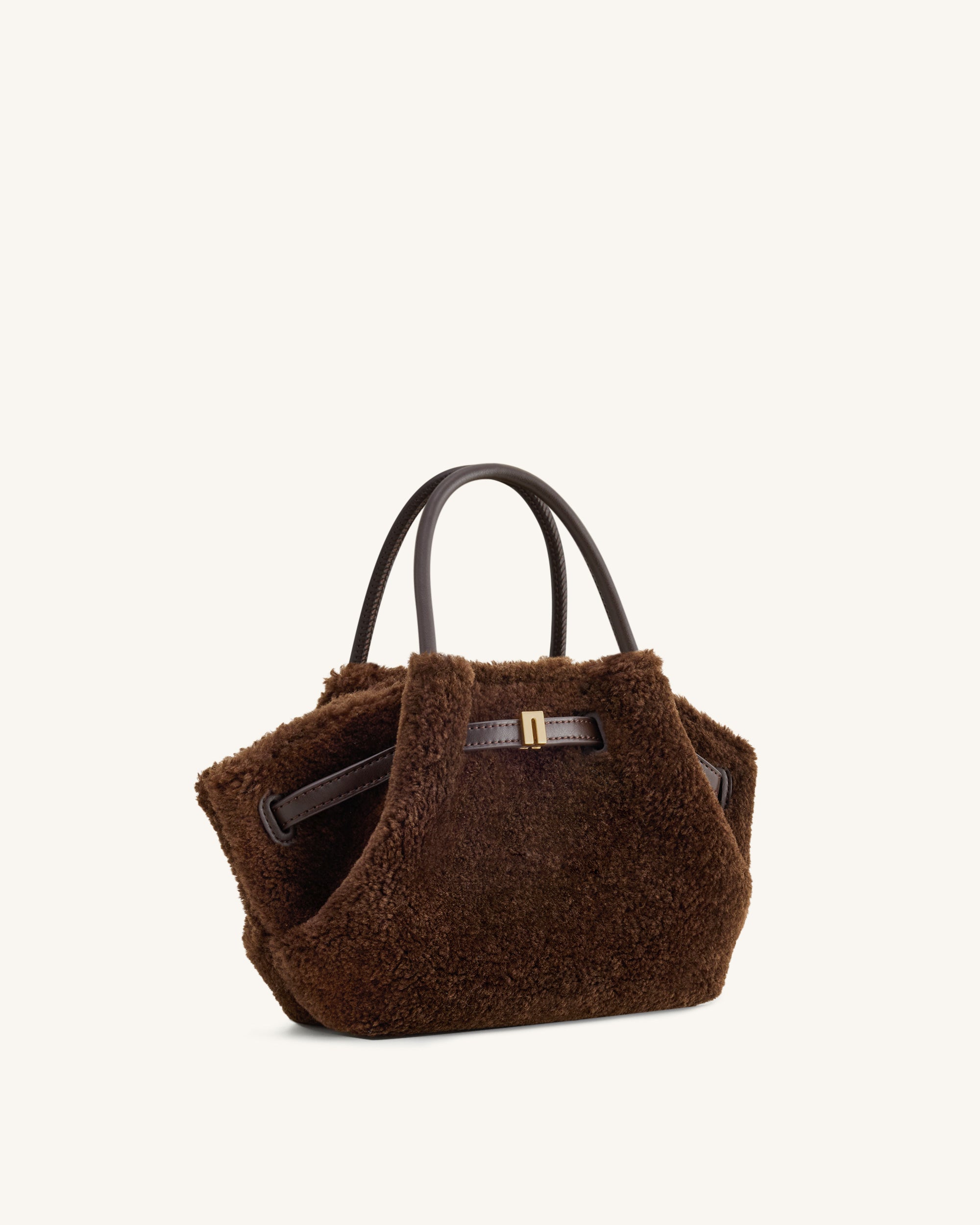Hana Mini Faux Fur Tote Bag - Dark Brown