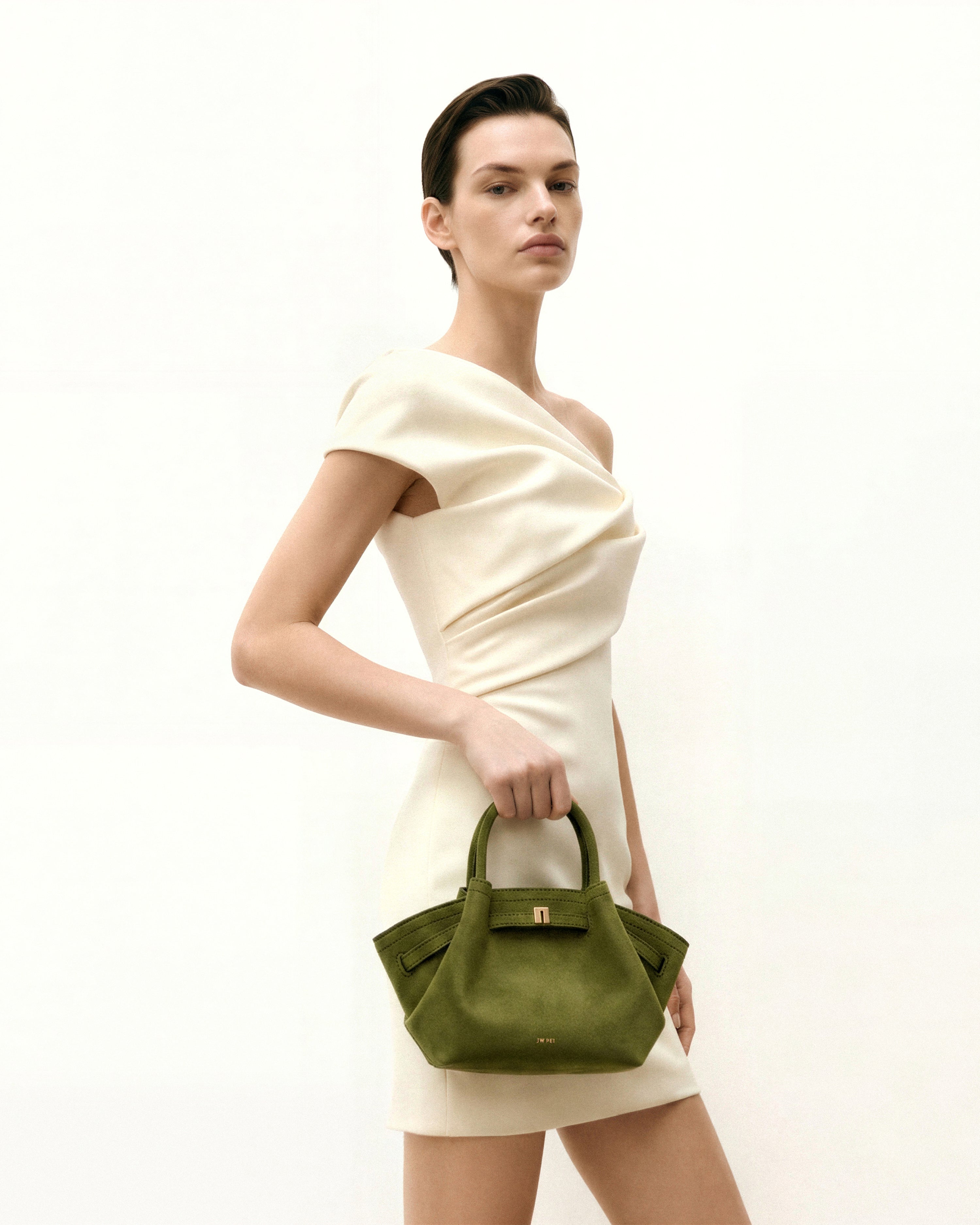 Hana Mini Faux Suede Tote Bag - Dark Olive | JW PEI