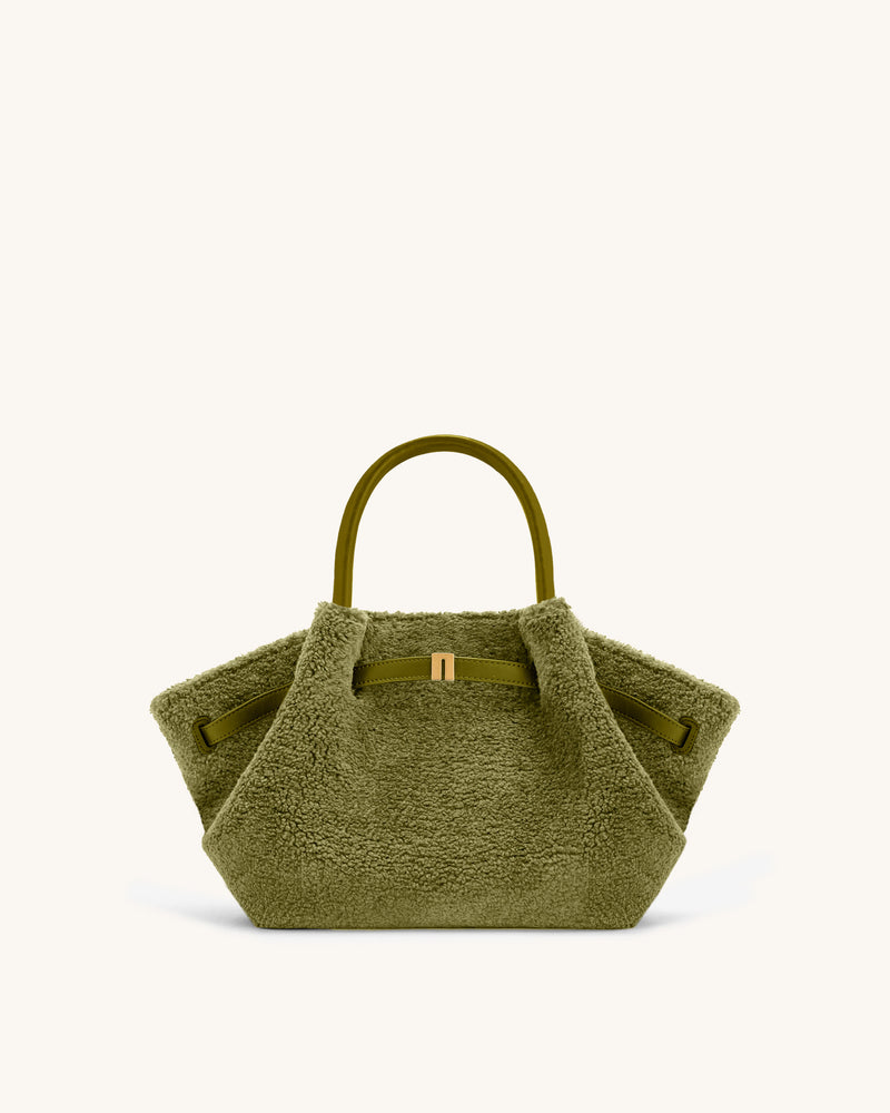 Hana Mini Faux Fur Tote Bag - Matcha Green