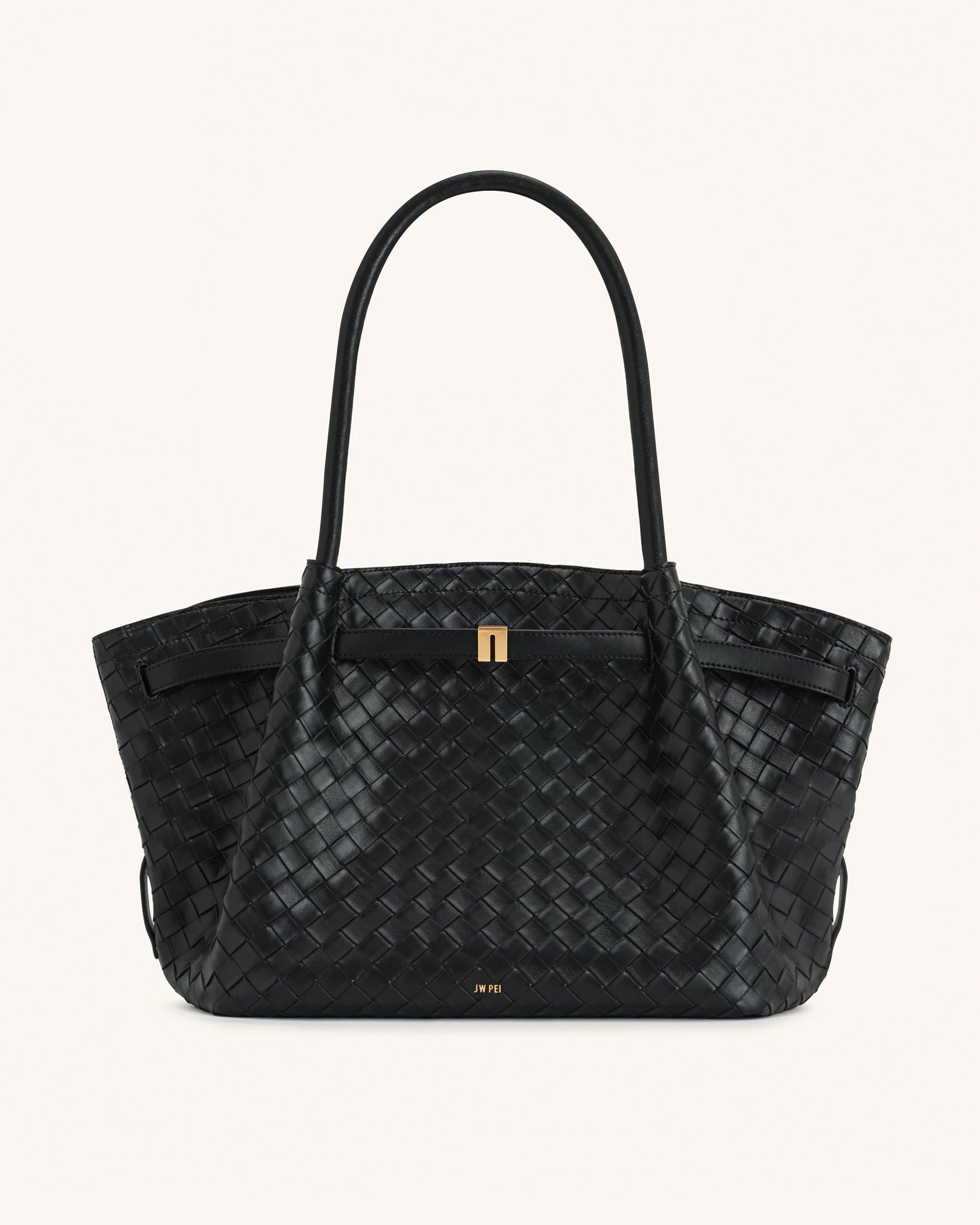 Hana Large Weave Texture Tote Bag - Black