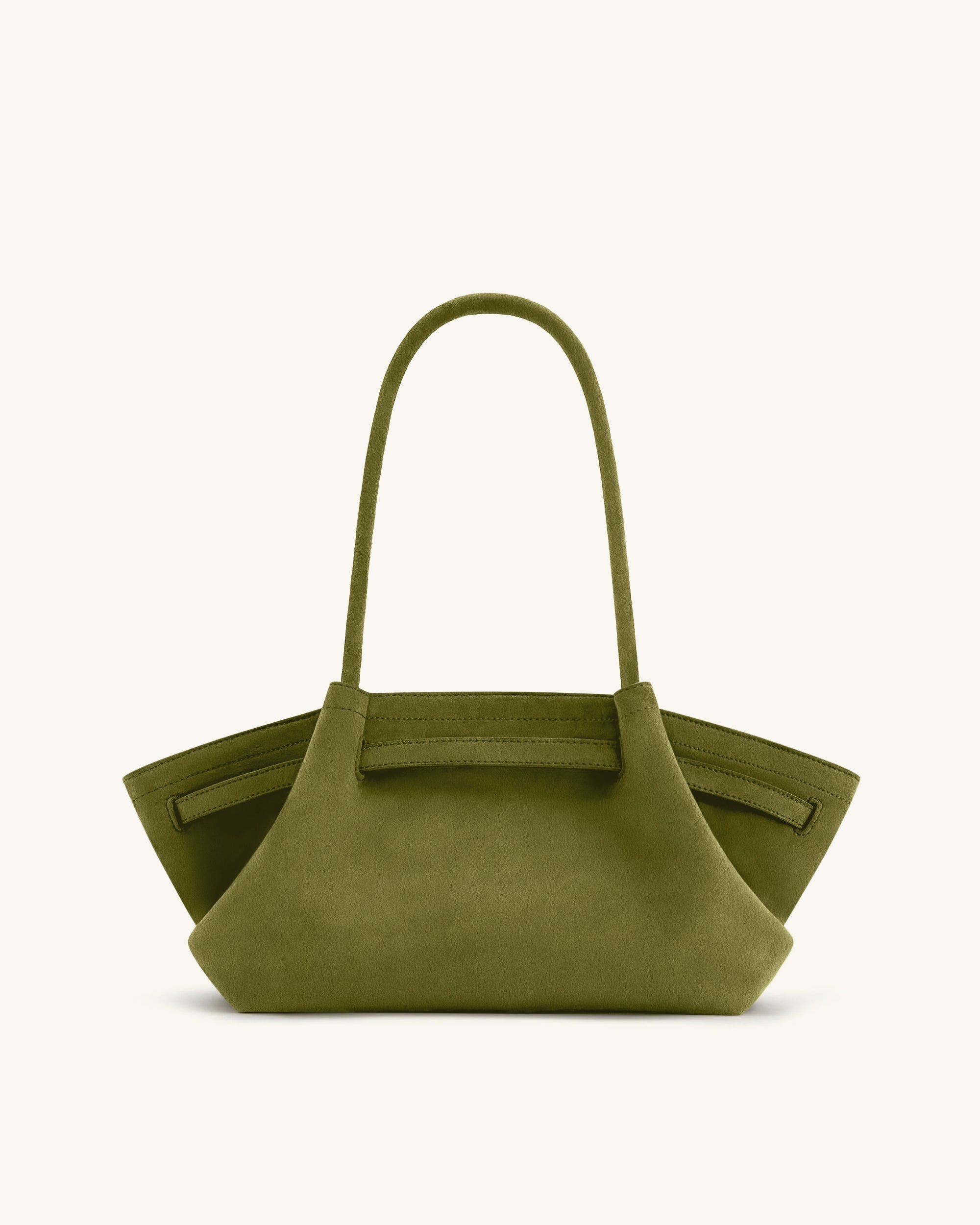 Hana Wide Faux Suede Tote Bag - Olive Green