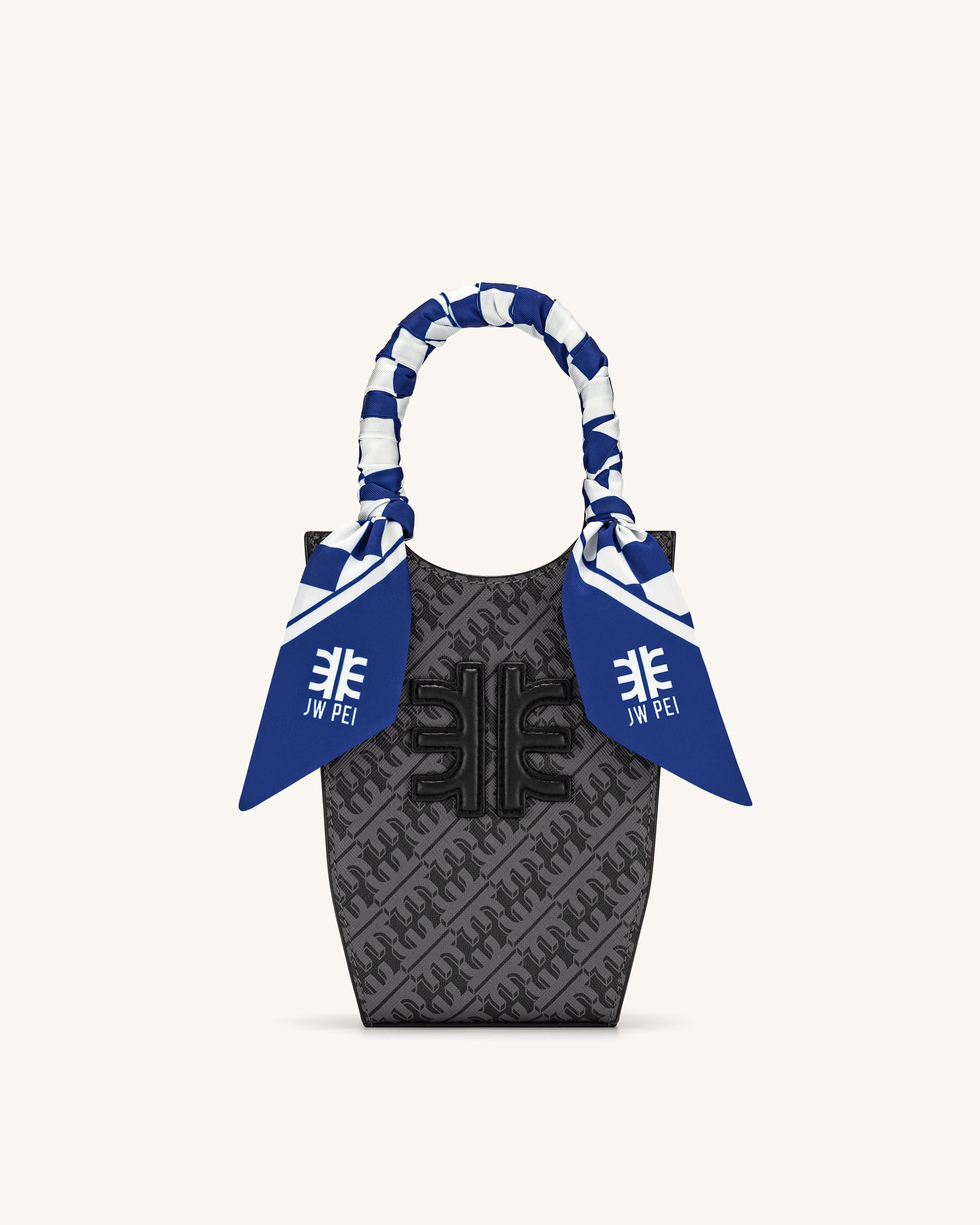 Gradient Checkerboard Faux Silk Twill Scarf - Classic Blue