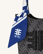 Gradient Checkerboard Faux Silk Twill Scarf - Classic Blue