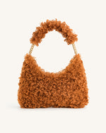 Ruby Faux Fur Fabric Shoulder Bag - Yellow Brown