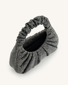 Gabbi Artificial Crystal Medium Ruched Hobo Handbag - Anthracite