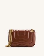 Tina Quilted Chain Crossbody - Brown