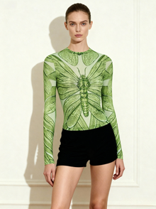 Dragonfly Vein Sheer Top - Green