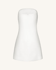 3D Vine Floral Strapless Mini Dress - White