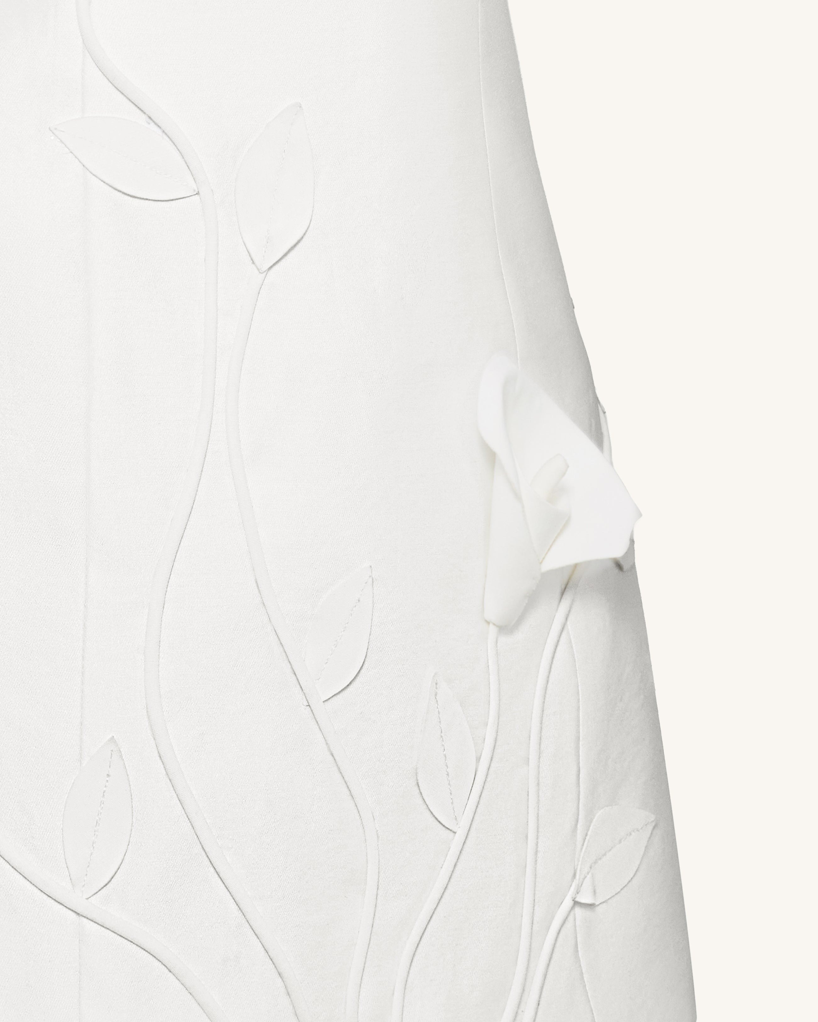 3D Vine Floral Strapless Mini Dress - White