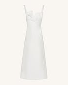 3D Vine-Appliqué Asymmetric Sweetheart Gown - White