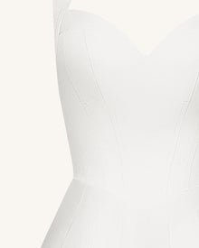 Pleated Bustier Halter Mini Dress - White