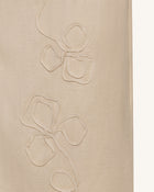 Linen Corded Embroidery Maxi Skirt - Natural