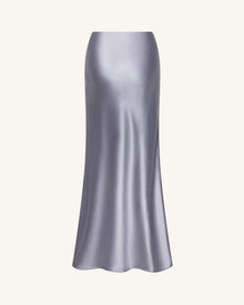 Liquid Satin Mermaid Maxi Skirt - Silver