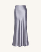 Liquid Satin Mermaid Maxi Skirt - Silver