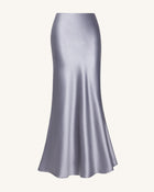 Liquid Satin Mermaid Maxi Skirt - Silver