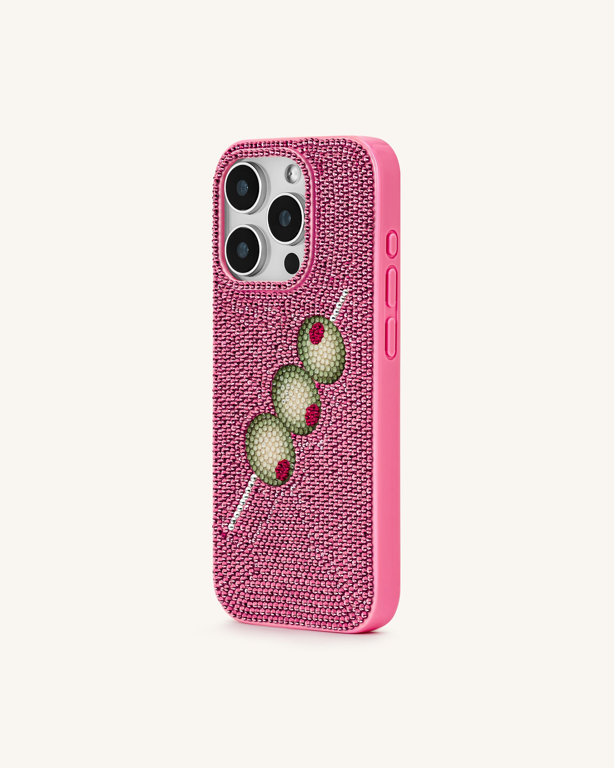 Olive Skewer Rhinestone Phone Case – Pink