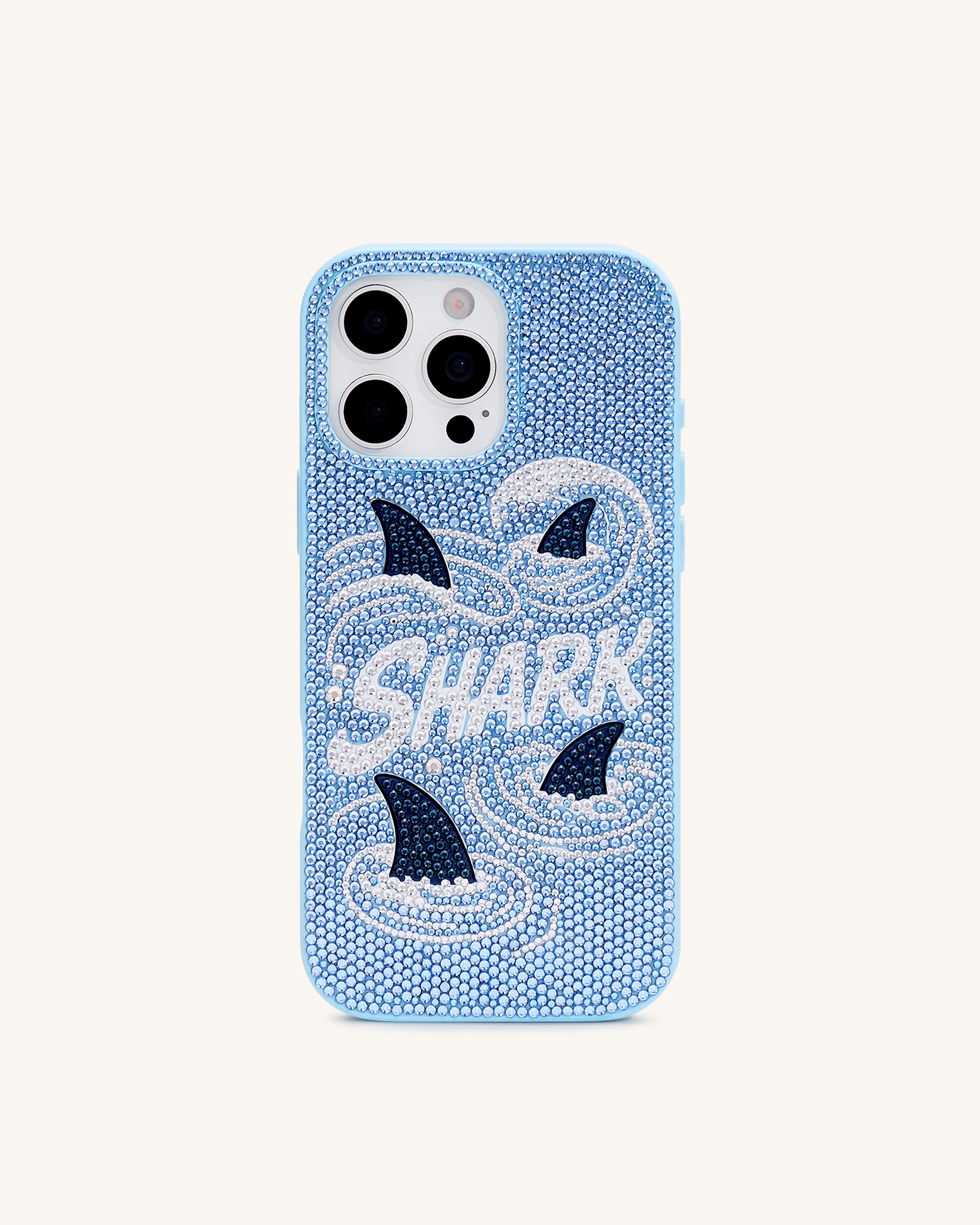Shark Blue Artificial Crystal Phone Case - Light Blue