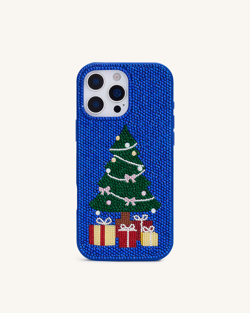 Christmas Tree Bling Phone Case - Cobalt Blue