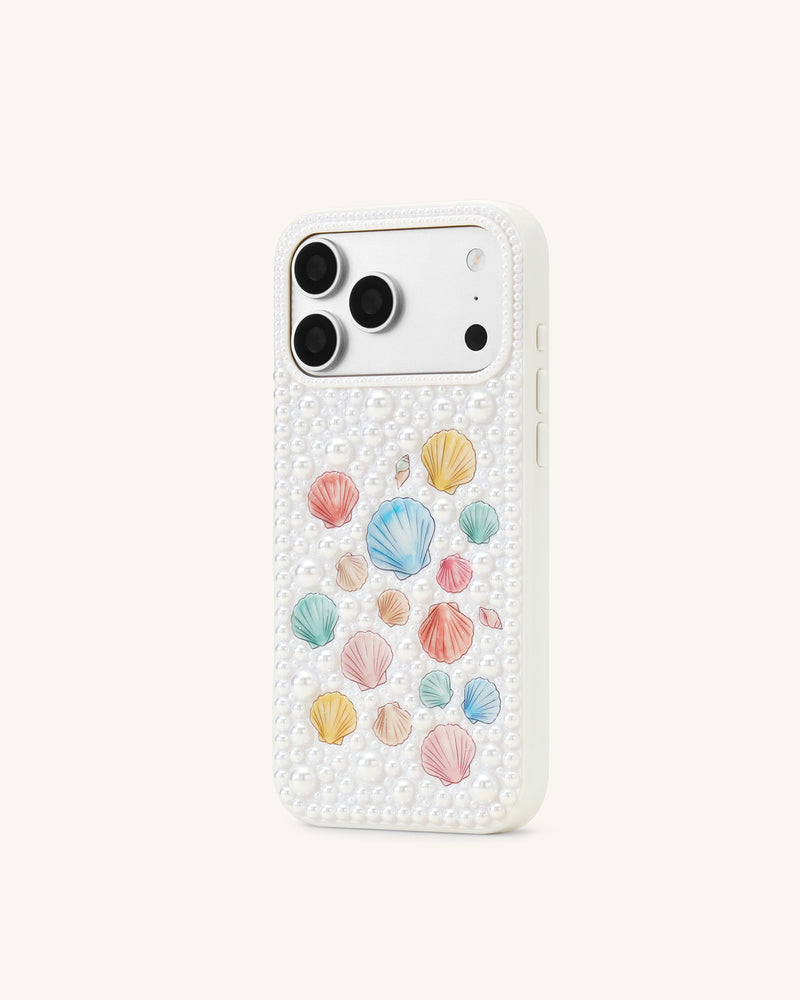 Pastel Seashell Pearl Phone Case - White