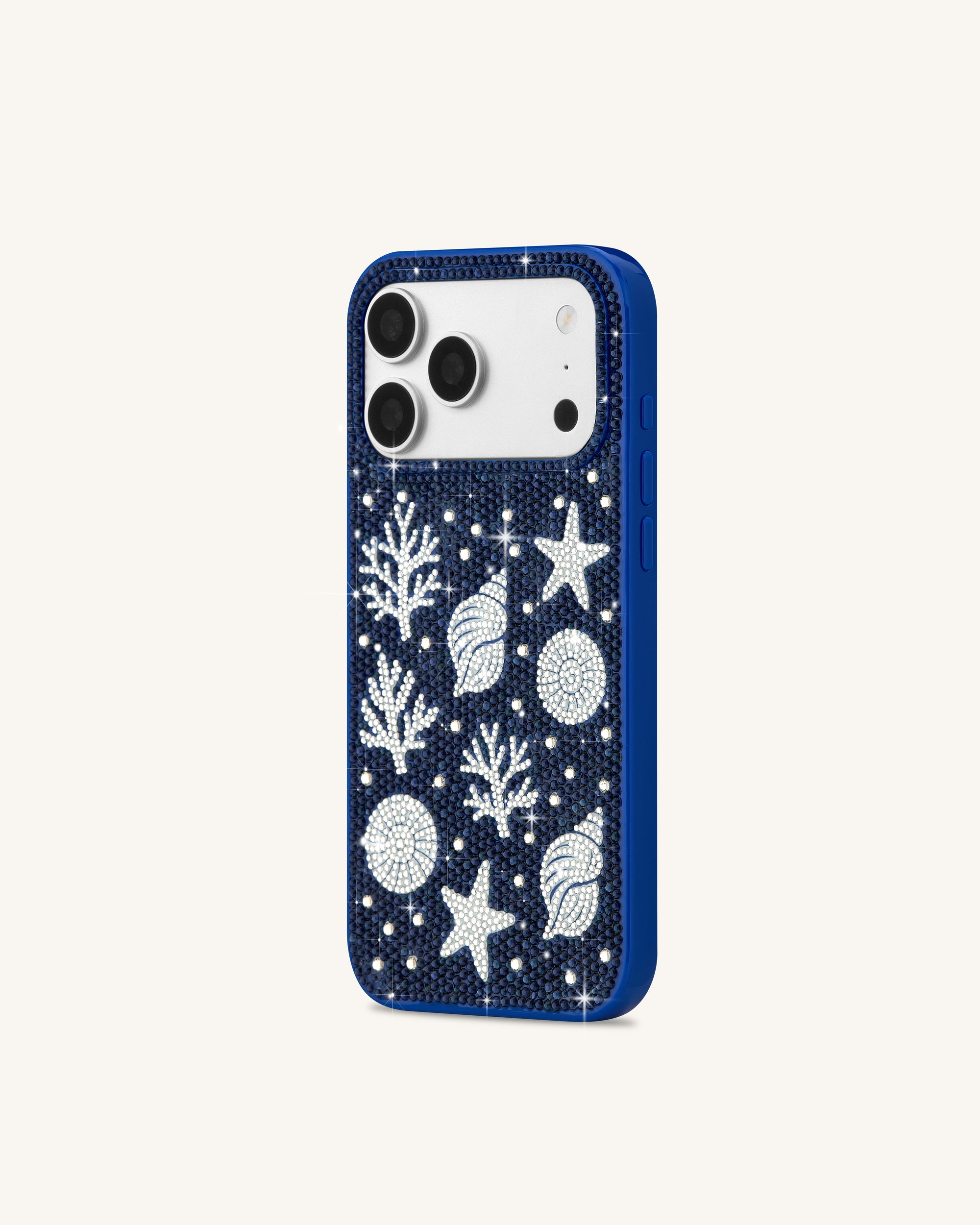 Ocean Shell Artificial Crystal Phone Case - Blue